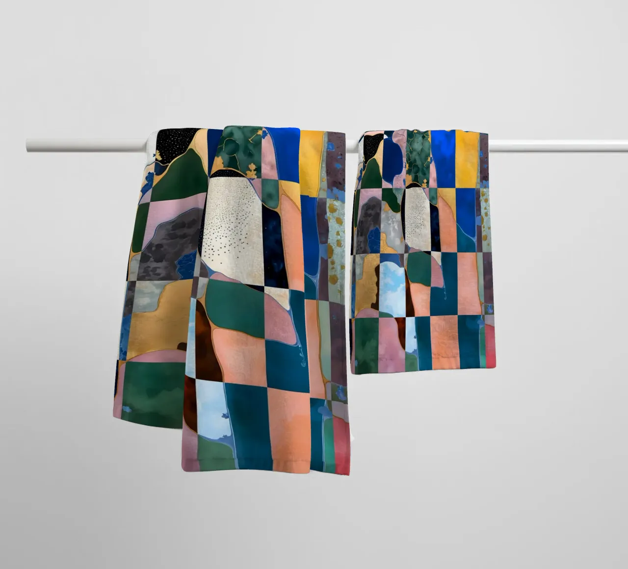 Motif marbré abstrait en damier de luxe serviette de bain de 83oranges