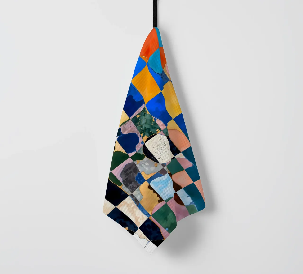 Luxe Checkerboard Abstract Marble Pattern tea towel by 83oranges