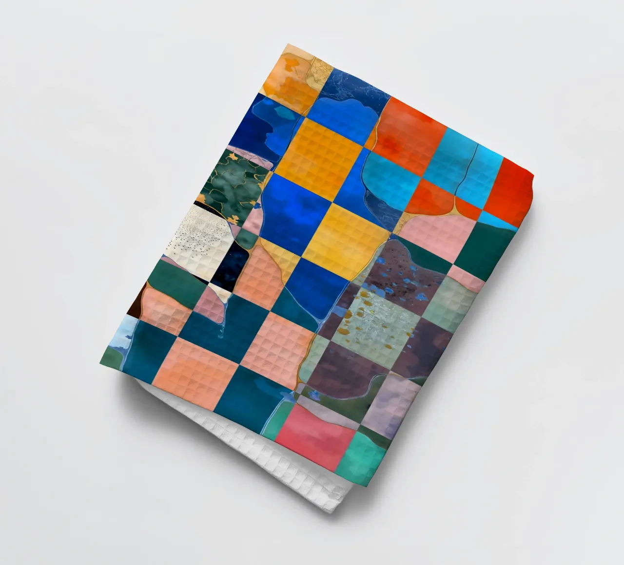 Luxe Checkerboard Abstract Marble Pattern tea towel by 83oranges