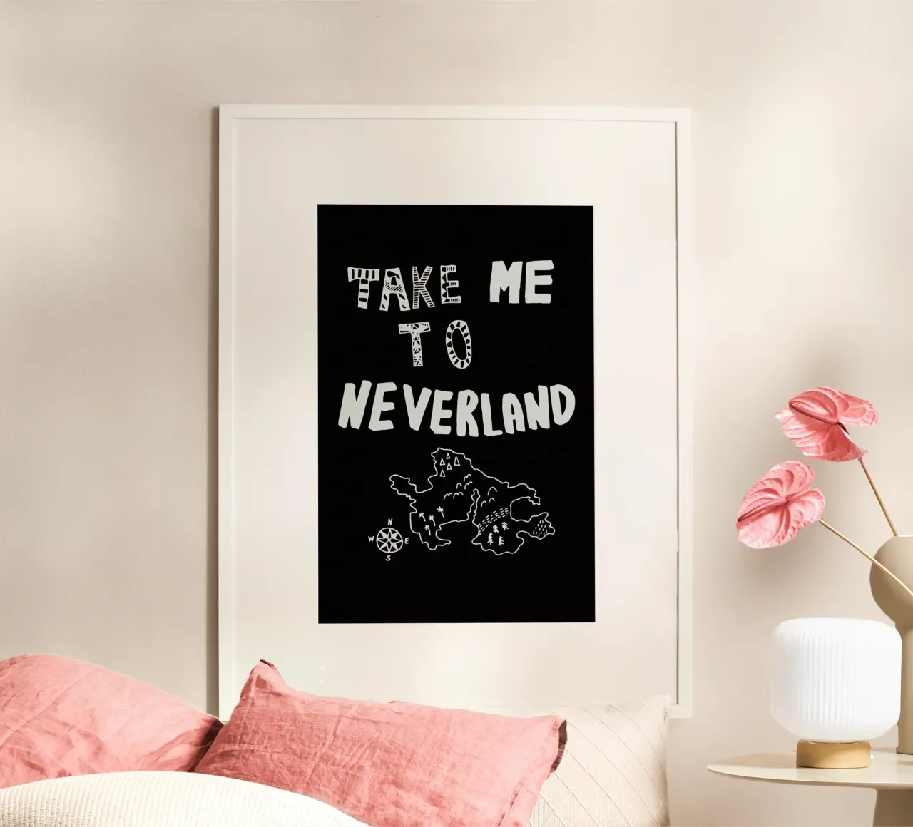 Take Me To Neverland 2 poster with wooden frame by Vasare Nar