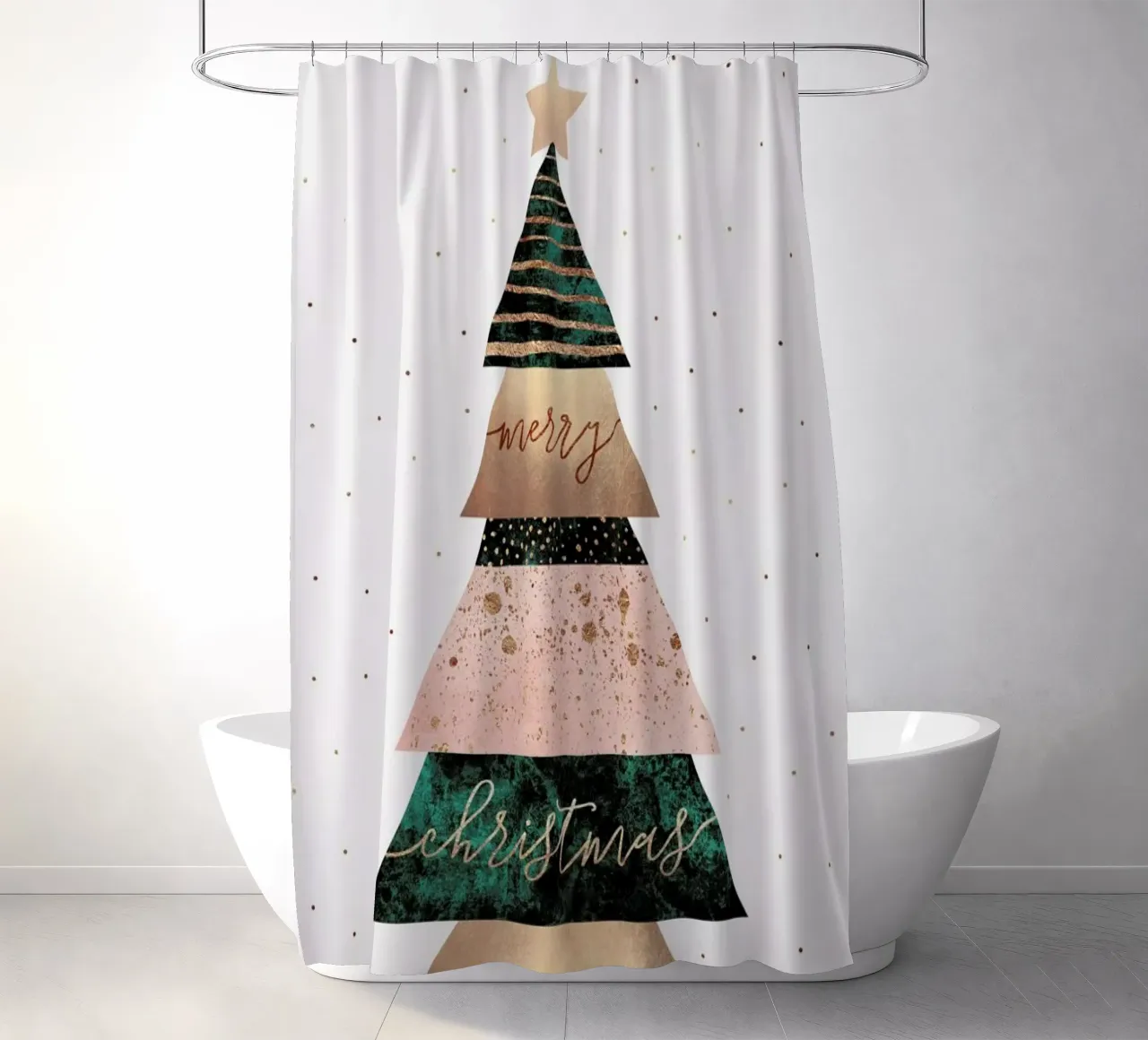 Merry Christmas Tree shower curtain by Elisabeth Fredriksson