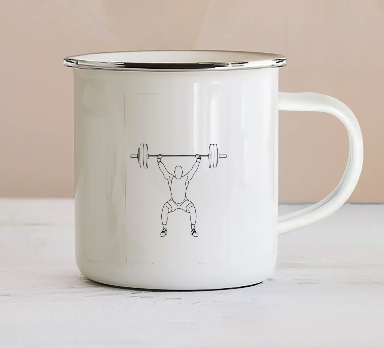 Sollevamento pesi - Line art minimalista tazza in smalto da Viv Line Art