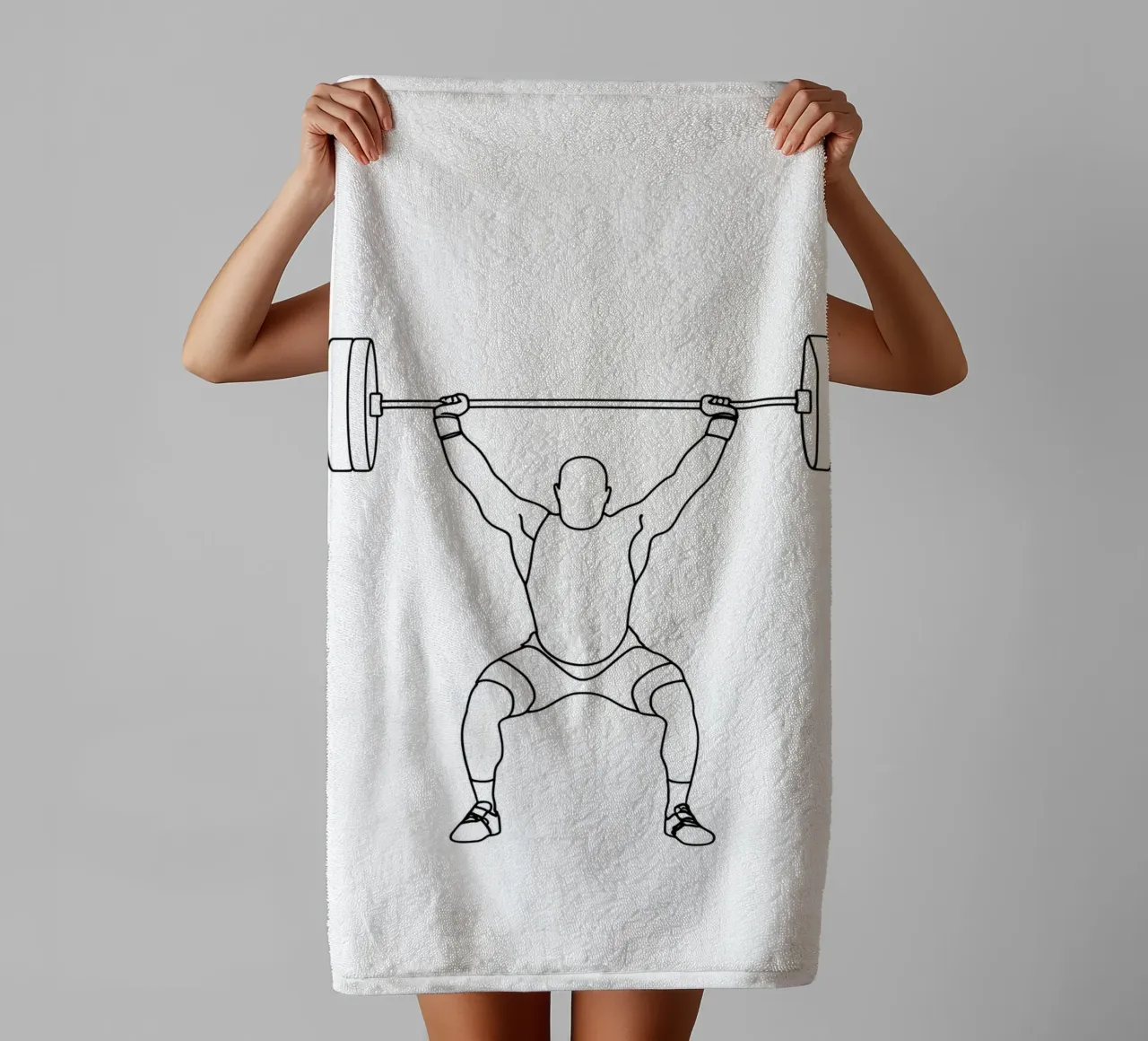 Weightlifting - Minimalist Line Art towel by Viv Line Art