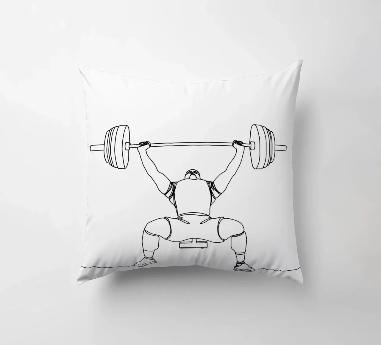 Weightlifting - Minimalist Line Art decorative cushion by Viv Line Art