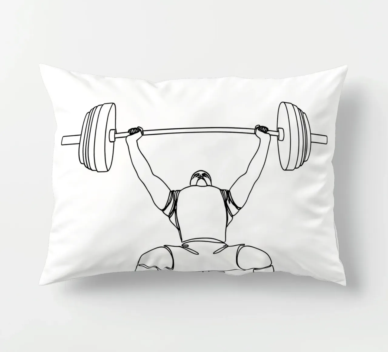 Weightlifting - Minimalist Line Art decorative cushion by Viv Line Art