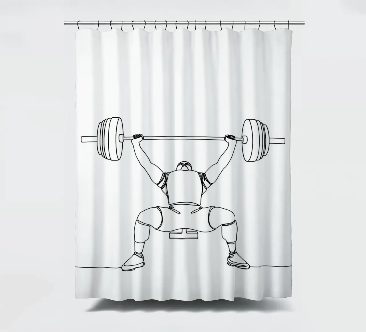 Weightlifting - Minimalist Line Art shower curtain by Viv Line Art