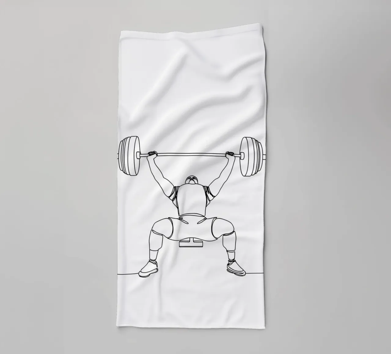 Haltérophilie - Dessin au trait minimaliste serviette de bain de Viv Line Art
