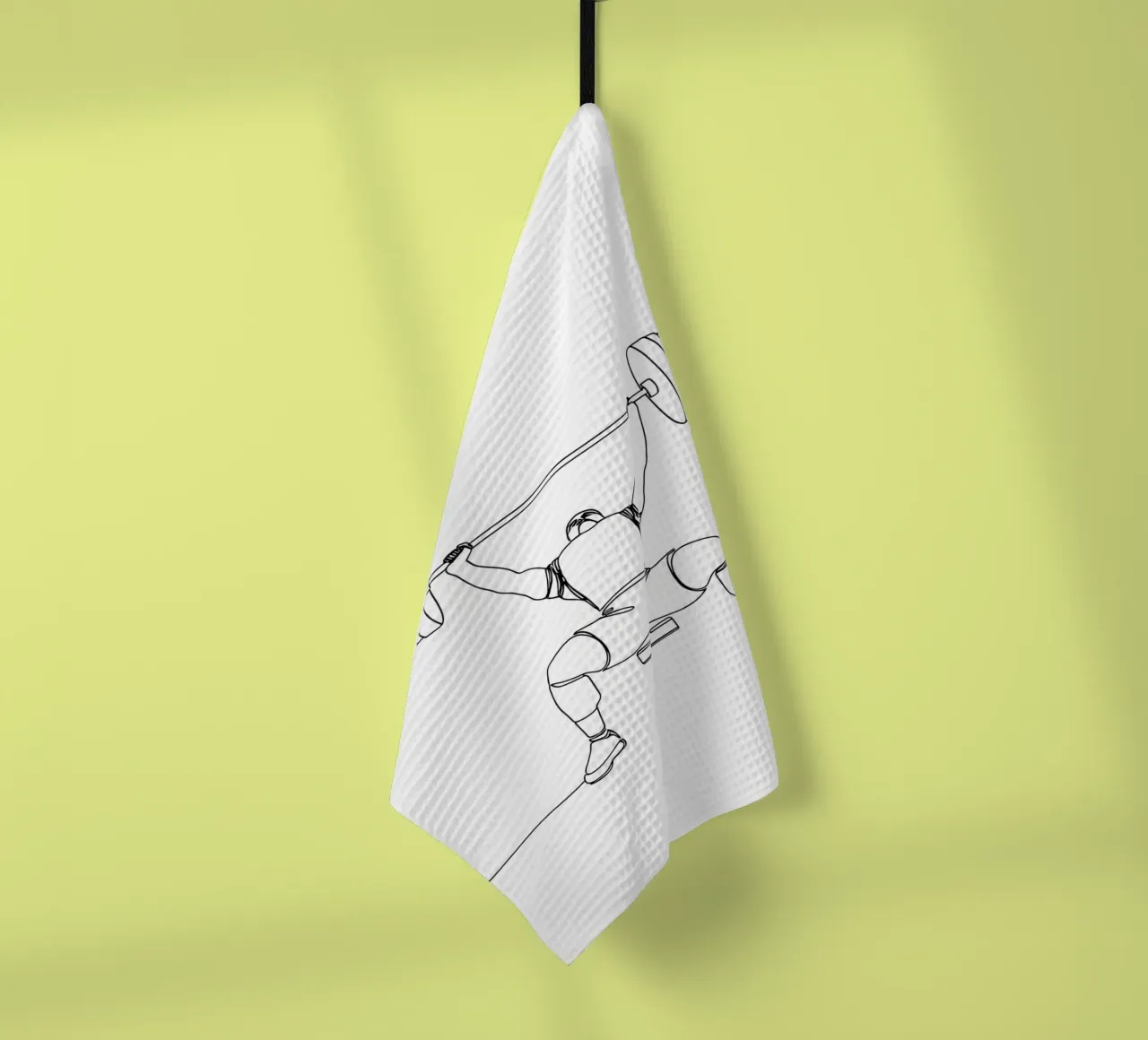 Haltérophilie - Dessin au trait minimaliste torchon de Viv Line Art
