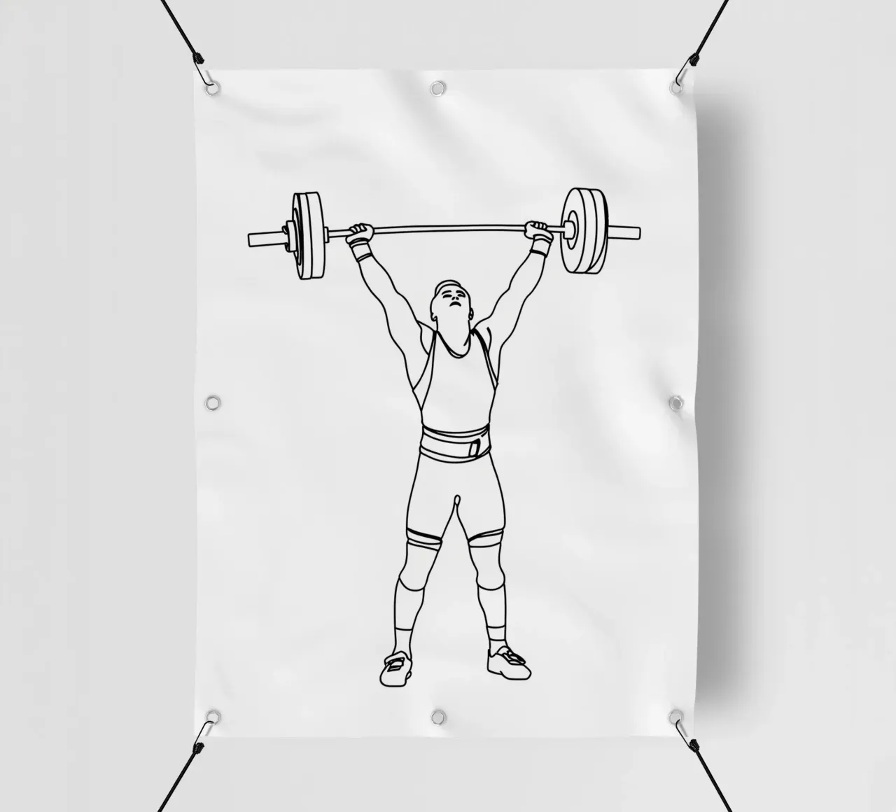 Sollevatore di pesi - Line Art minimalista telo in pvc da Viv Line Art