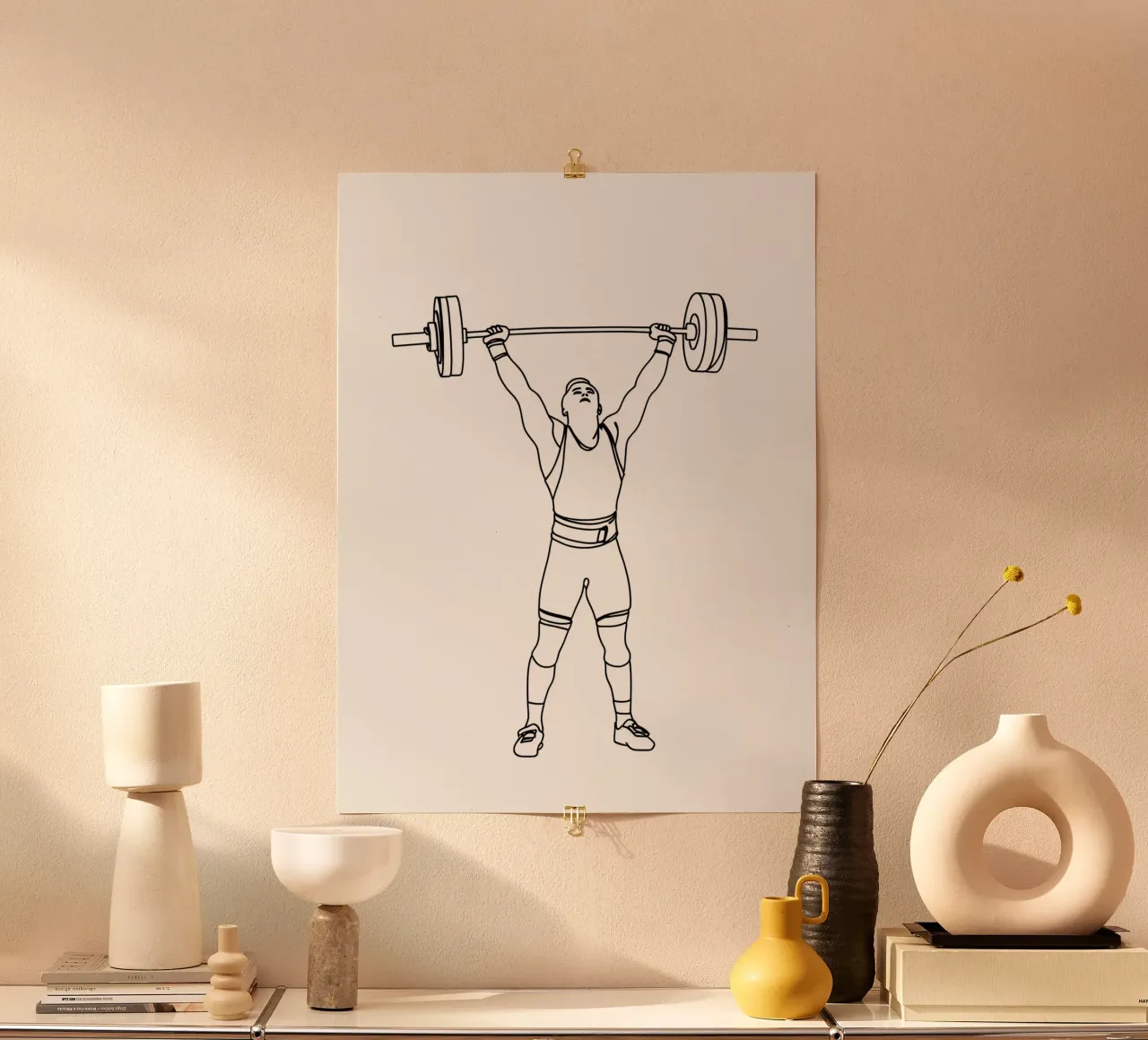 Sollevatore di pesi - Line Art minimalista carta hahnemühle da Viv Line Art