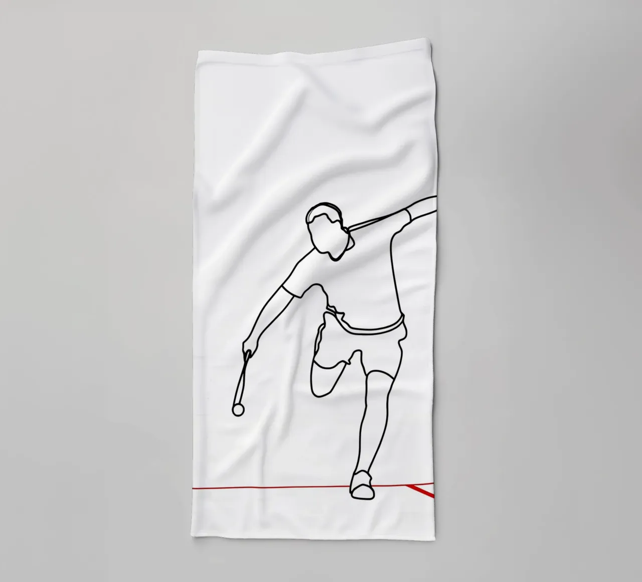 Squash Sport - Dessin au trait minimaliste serviette de bain de Viv Line Art