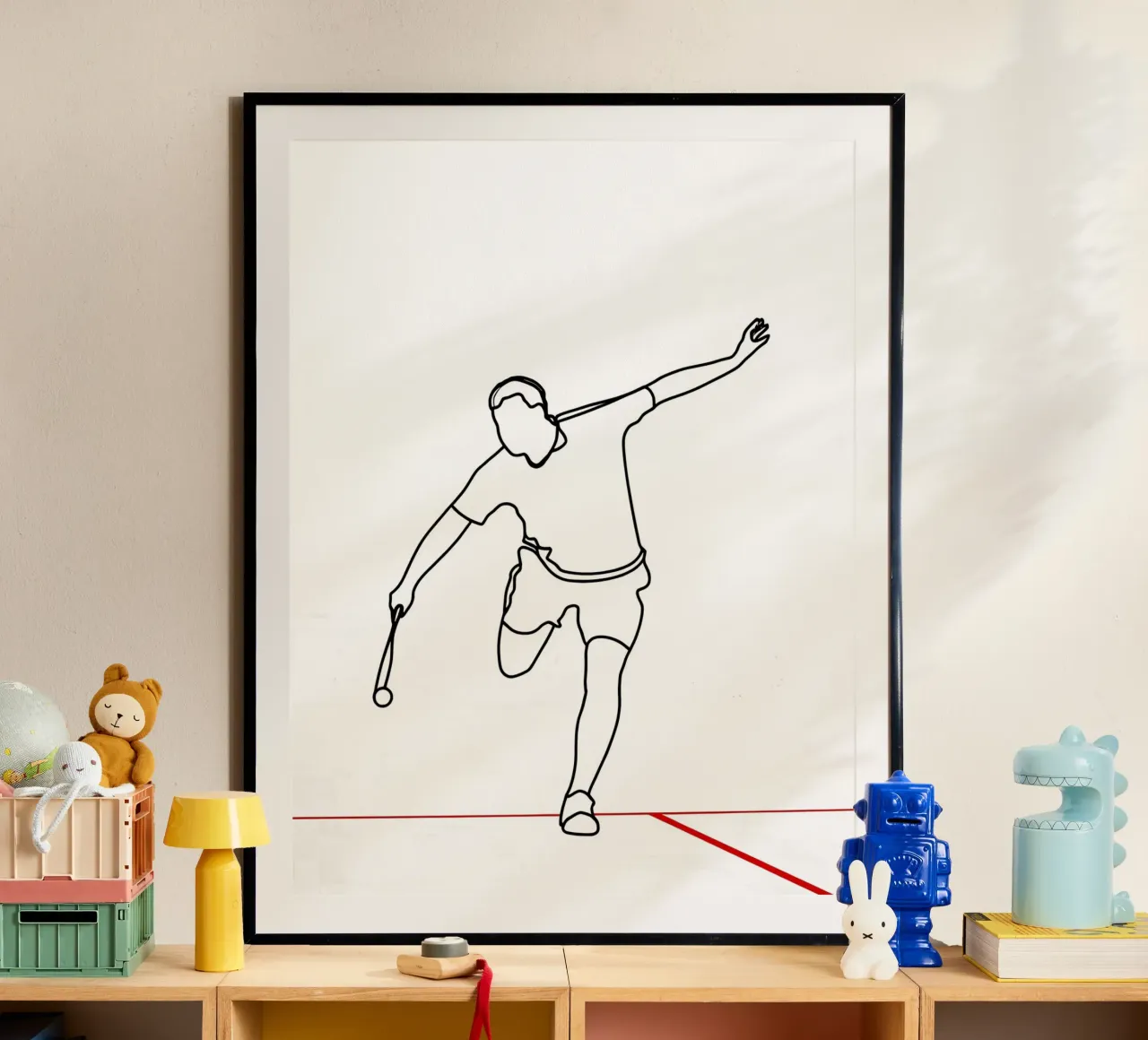 Sport di squash - Line art minimalista poster con telaio in alluminio da Viv Line Art