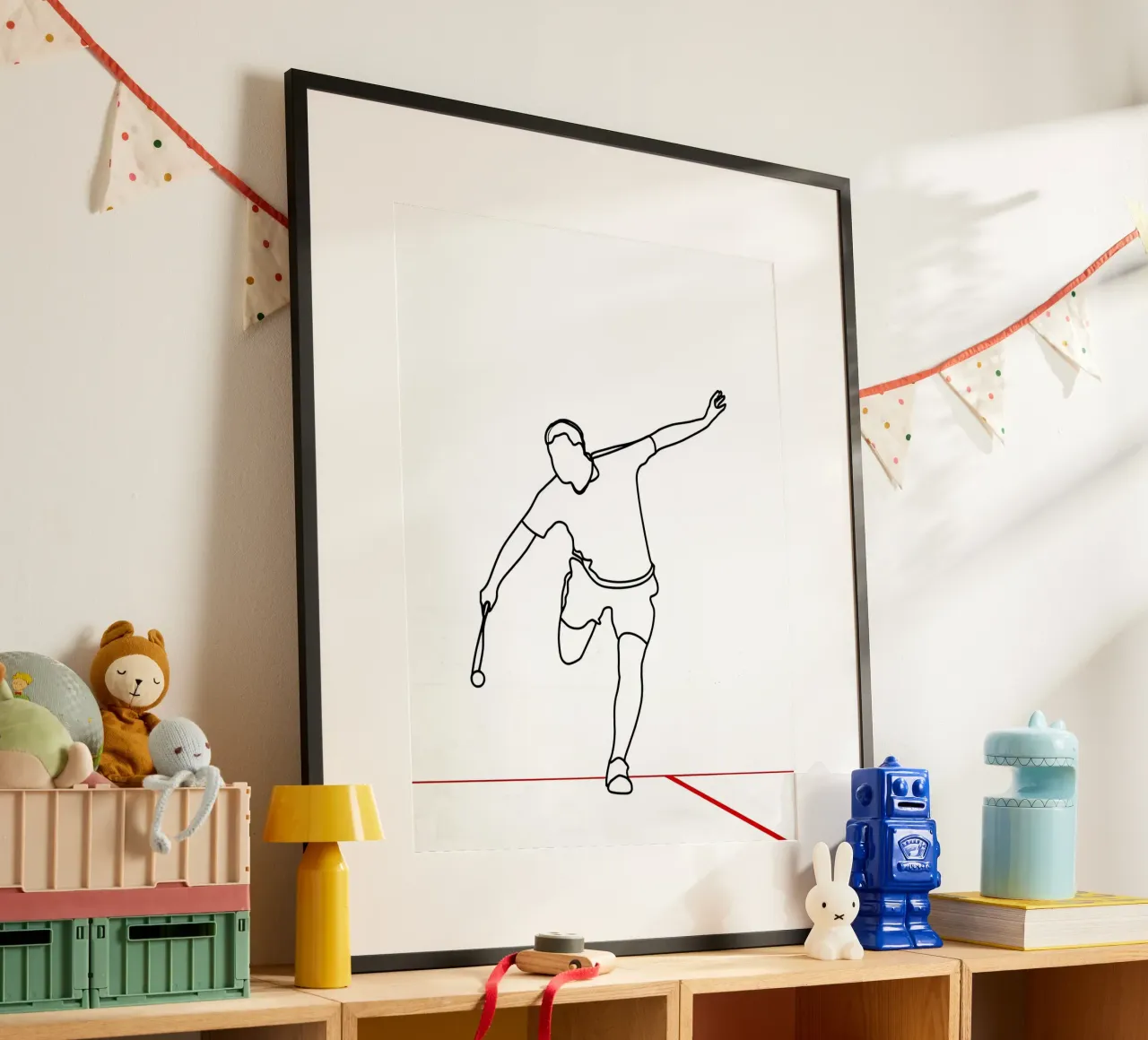 Sport di squash - Line art minimalista poster con telaio in alluminio da Viv Line Art