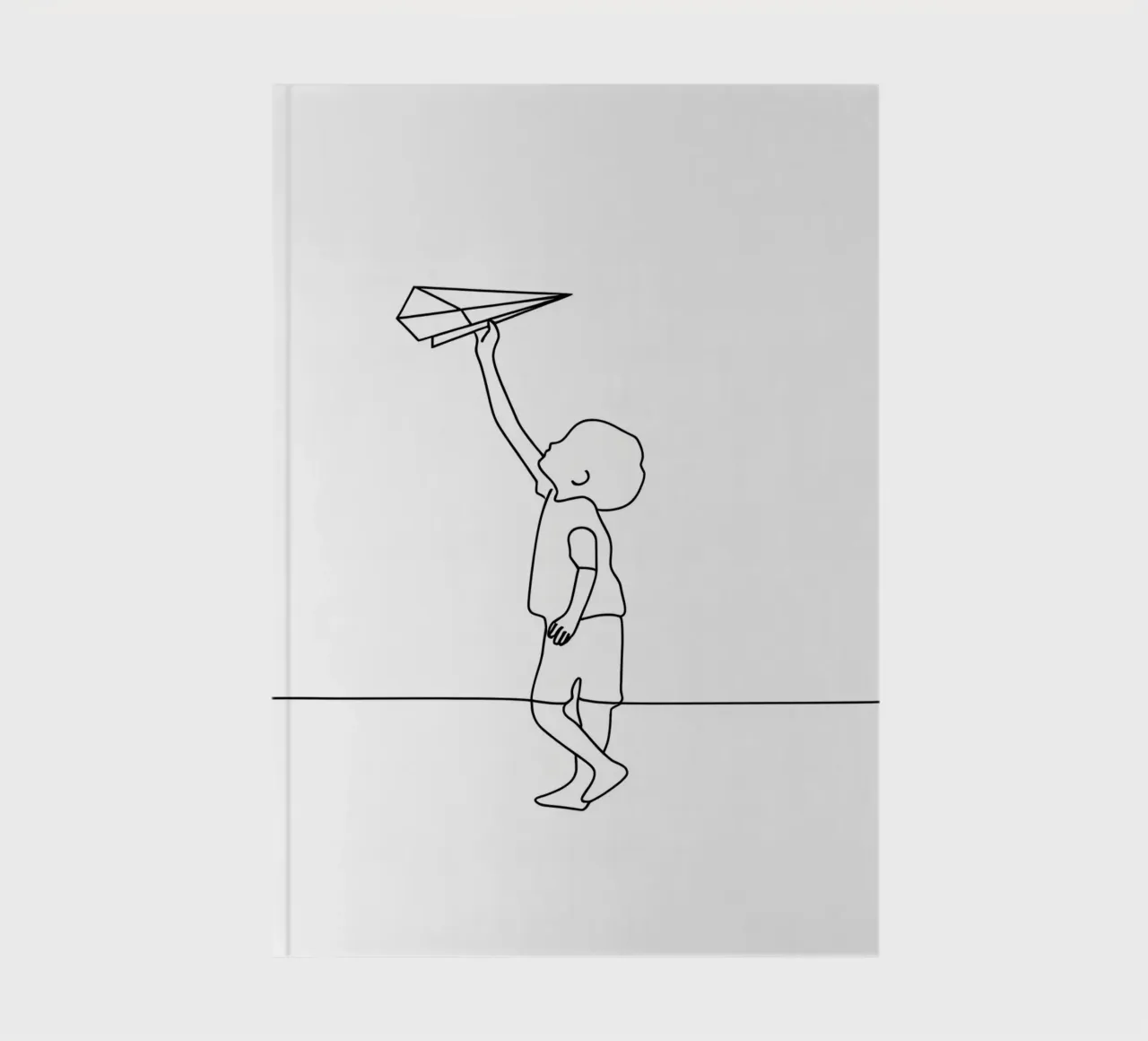 Child With Airplane - Minimalist Line Art notebook by Viv Line Art