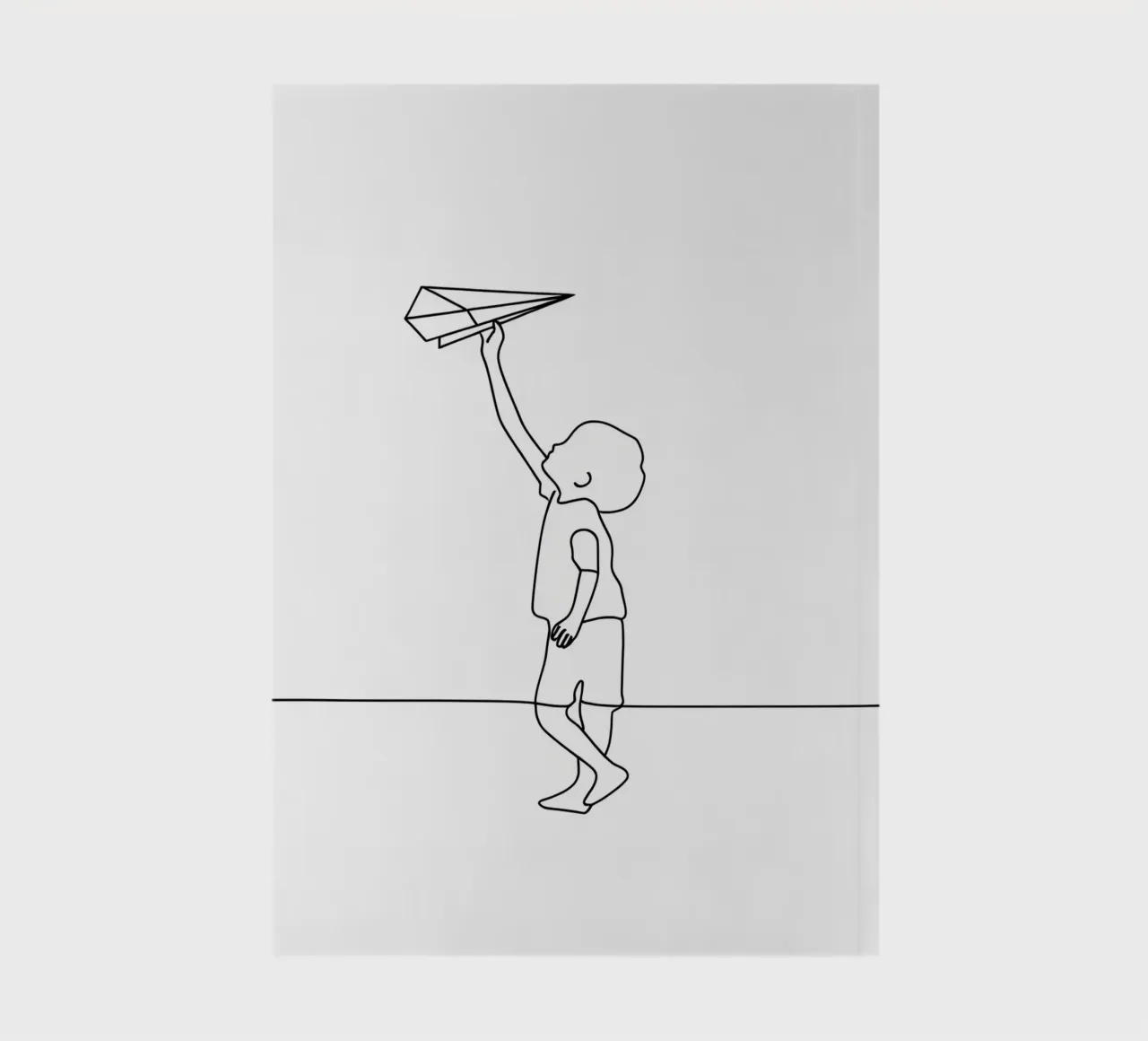 Child With Airplane - Minimalist Line Art notebook by Viv Line Art