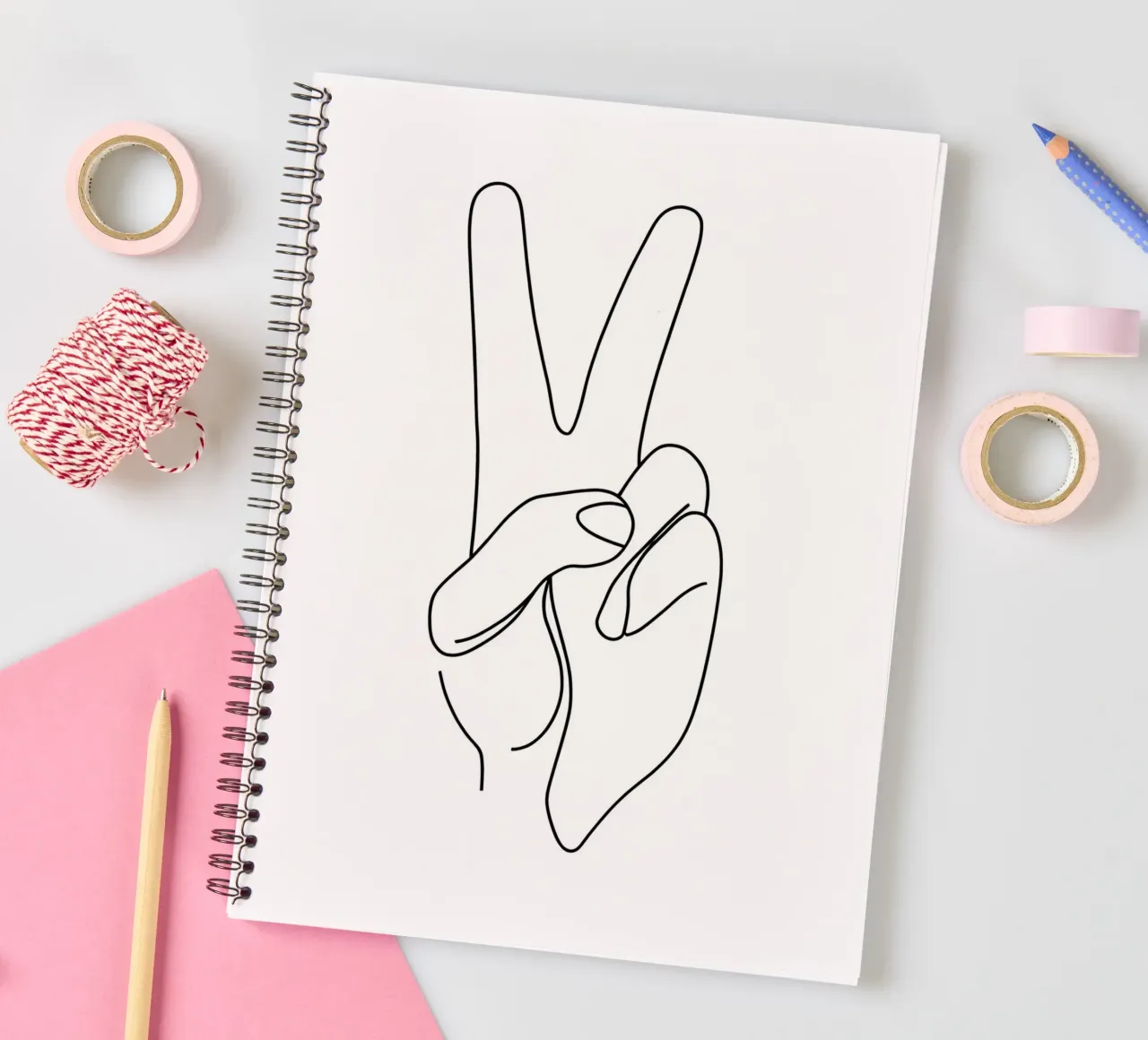 Victory - Minimalist Line Art spiral notebook by Viv Line Art