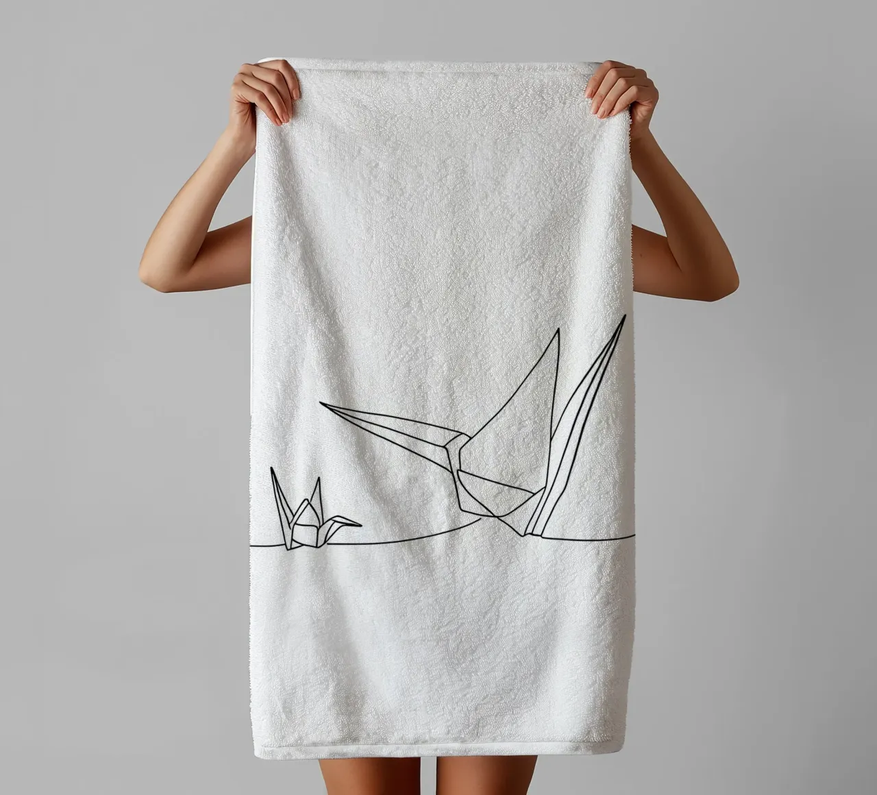Origami - Line Art minimalista asciugamano da bagno da Viv Line Art