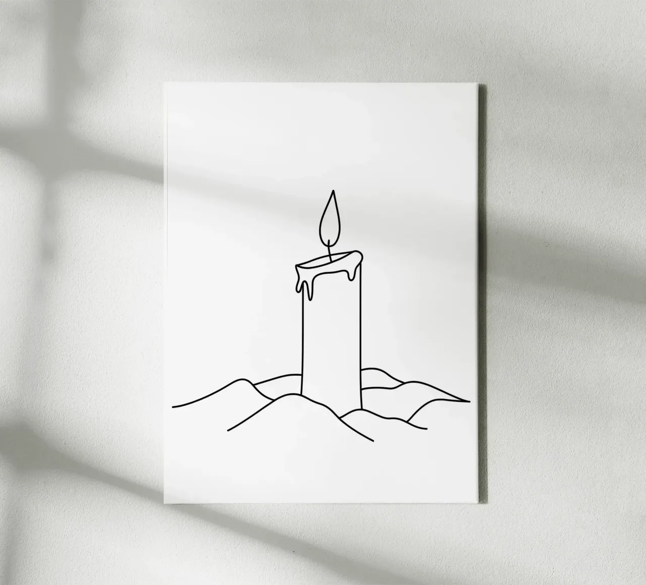 Candle In Mountain - Minimalist Line Art canvas with Floater frame by Viv Line Art