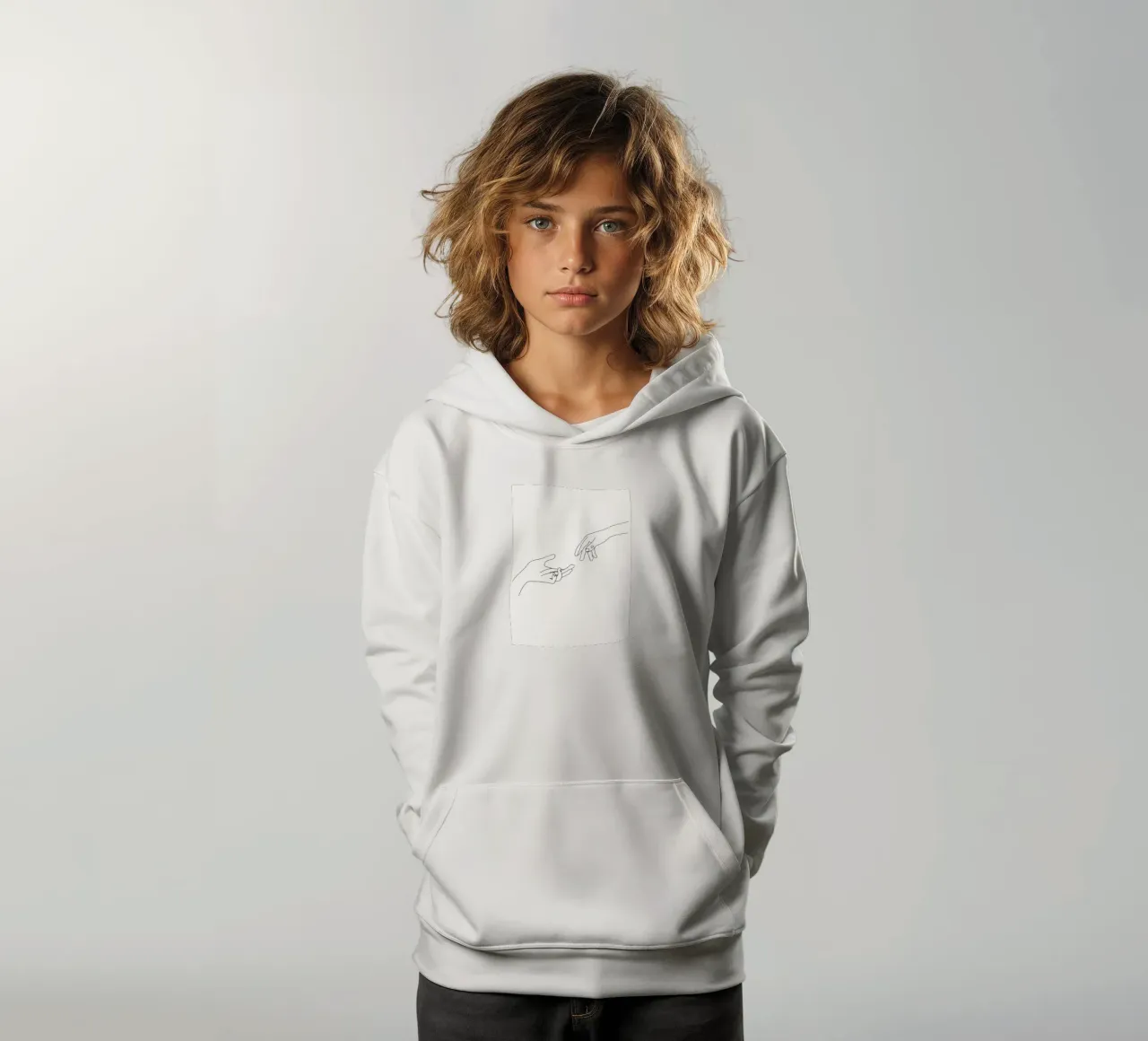 Unity - Line art minimalista felpa bambino con cappuccio da Viv Line Art