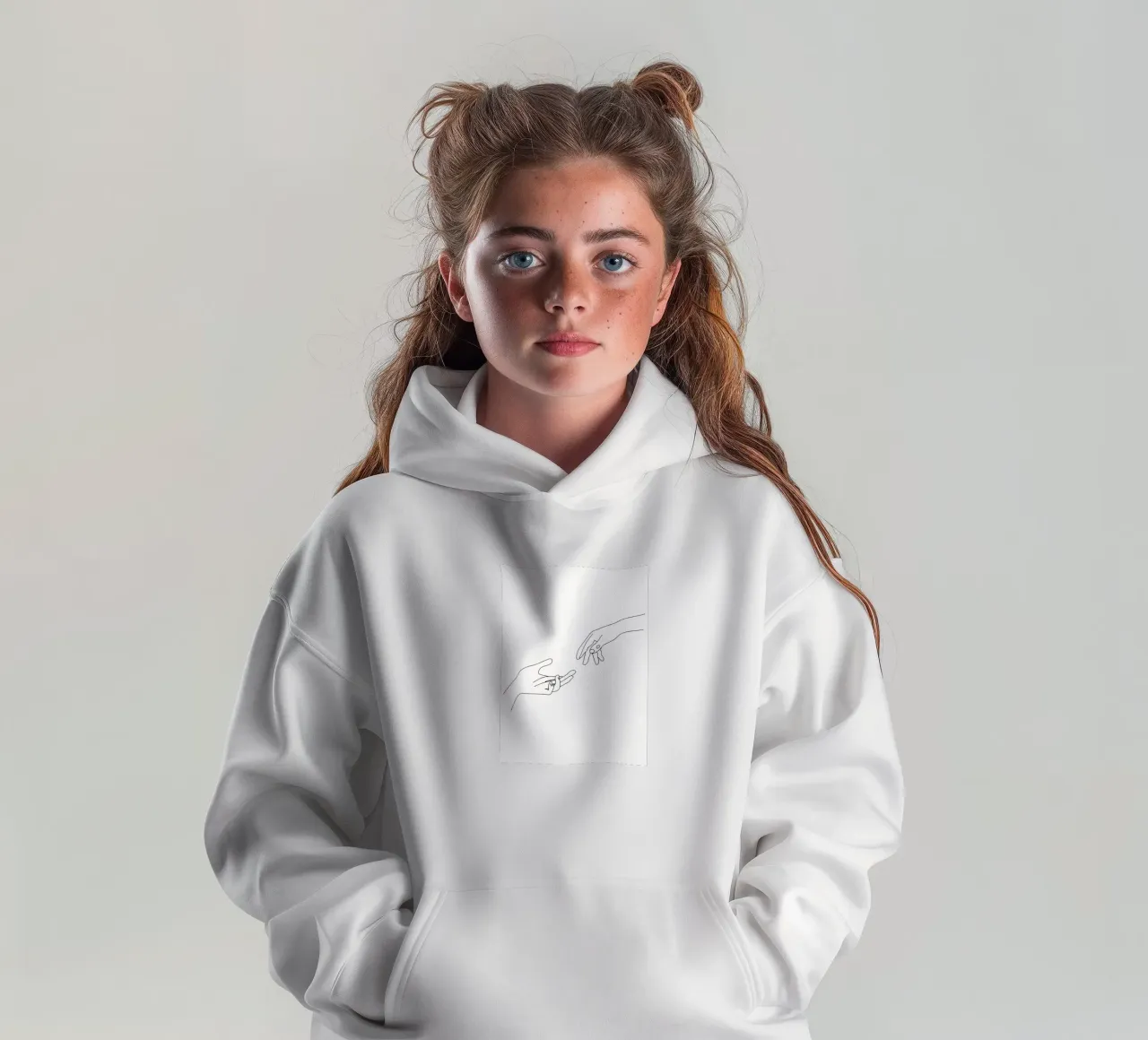 Unity - Line art minimalista felpa bambino con cappuccio da Viv Line Art