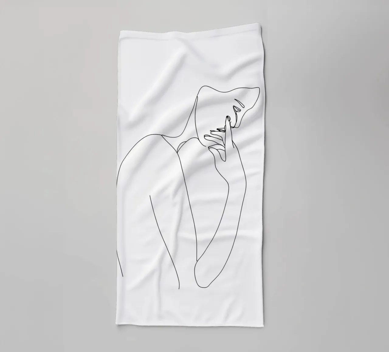 Inquiet - Dessin au trait minimaliste serviette de bain de Viv Line Art