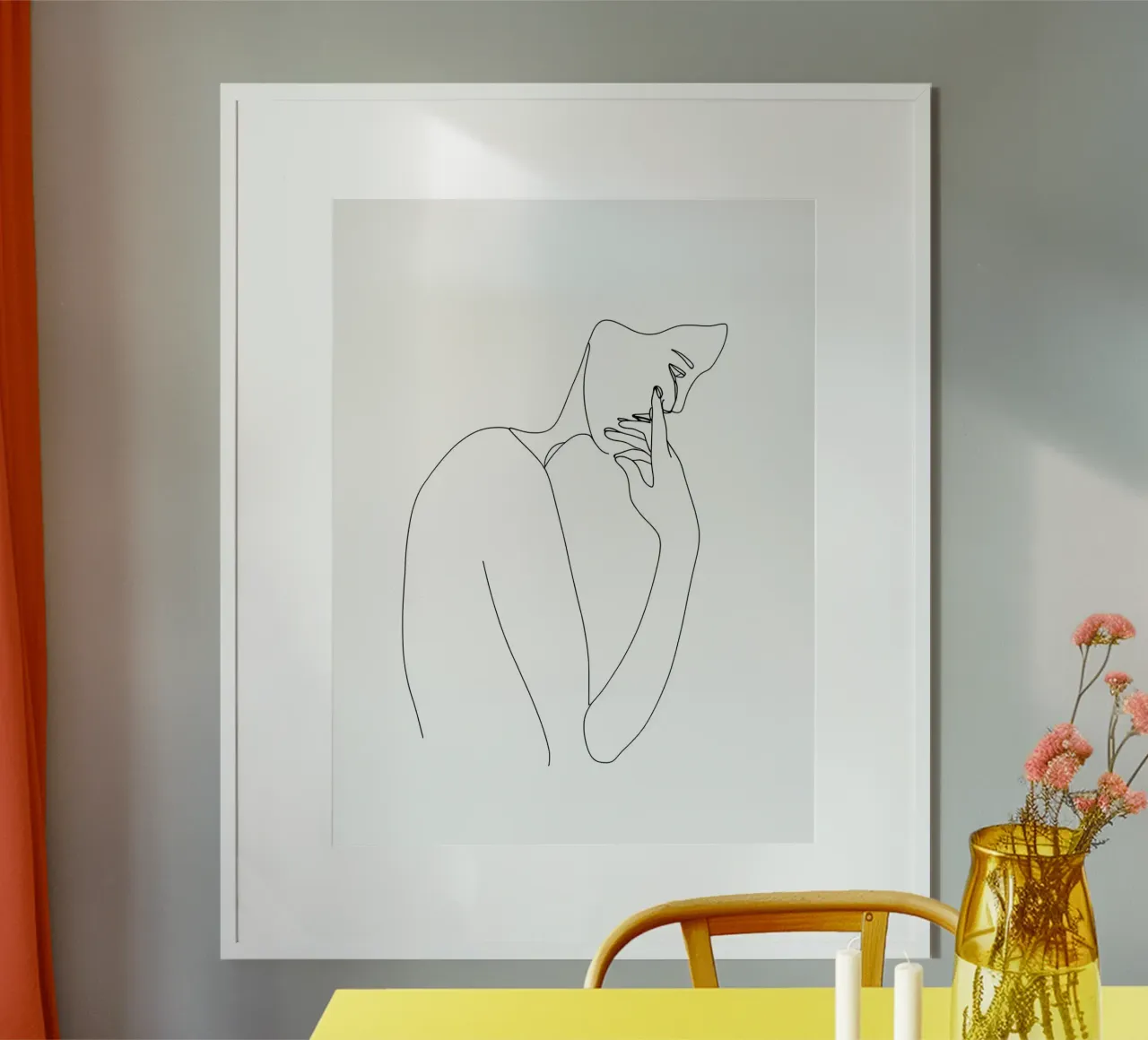 Preoccupato - Line art minimalista poster da Viv Line Art