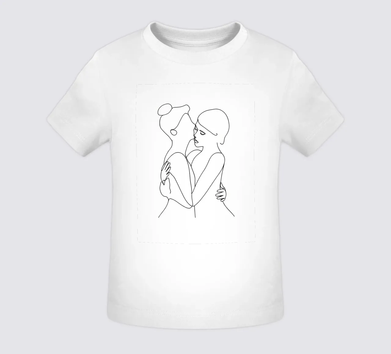 Abbracci e baci - Line art minimalista maglietta neonato da Viv Line Art