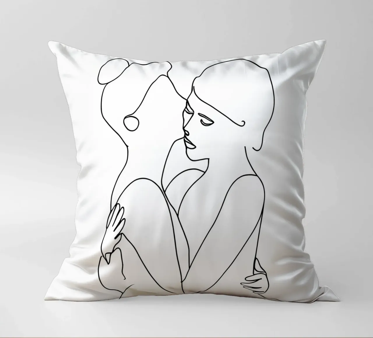 Abbracci e baci - Line art minimalista cuscino da Viv Line Art