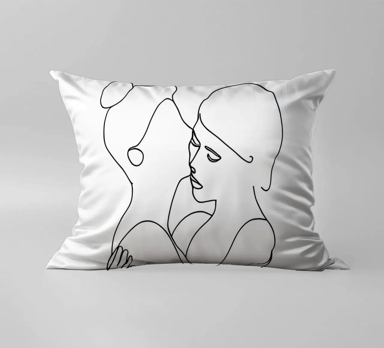 Abbracci e baci - Line art minimalista cuscino da Viv Line Art