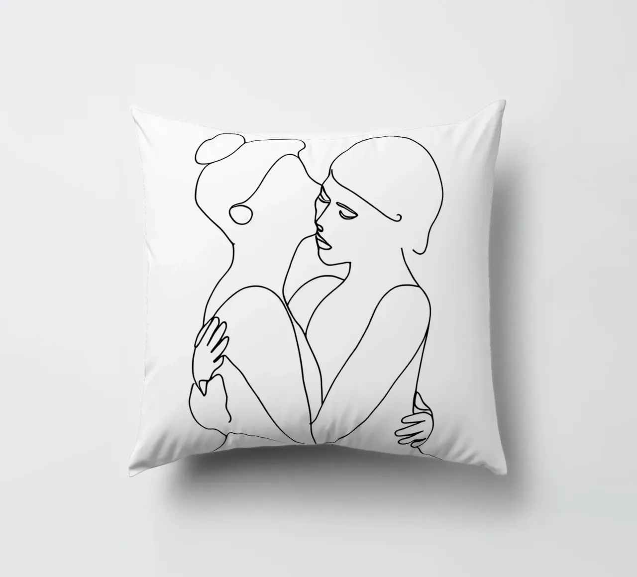 Abbracci e baci - Line art minimalista cuscino da Viv Line Art