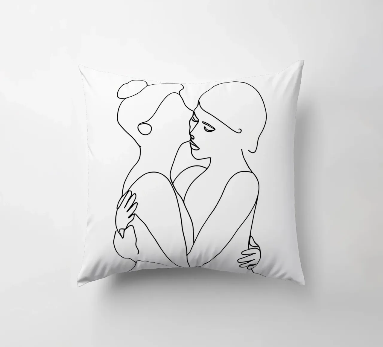 Abbracci e baci - Line art minimalista cuscino da Viv Line Art