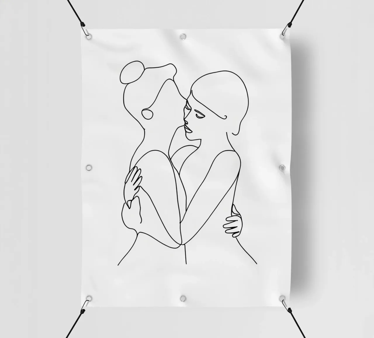 Abbracci e baci - Line art minimalista telo in pvc da Viv Line Art