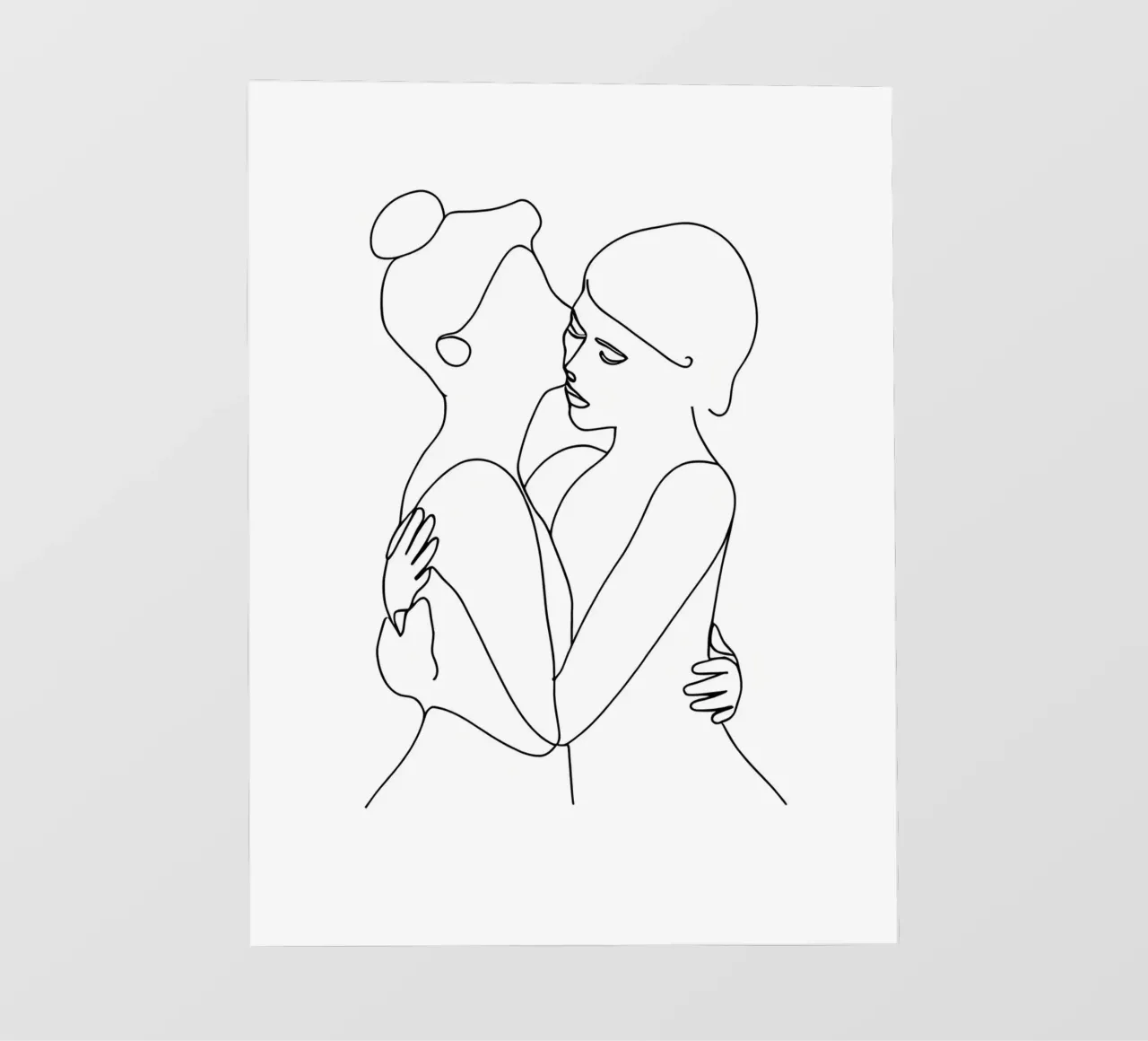 Abbracci e baci - Line art minimalista telo in pvc da Viv Line Art