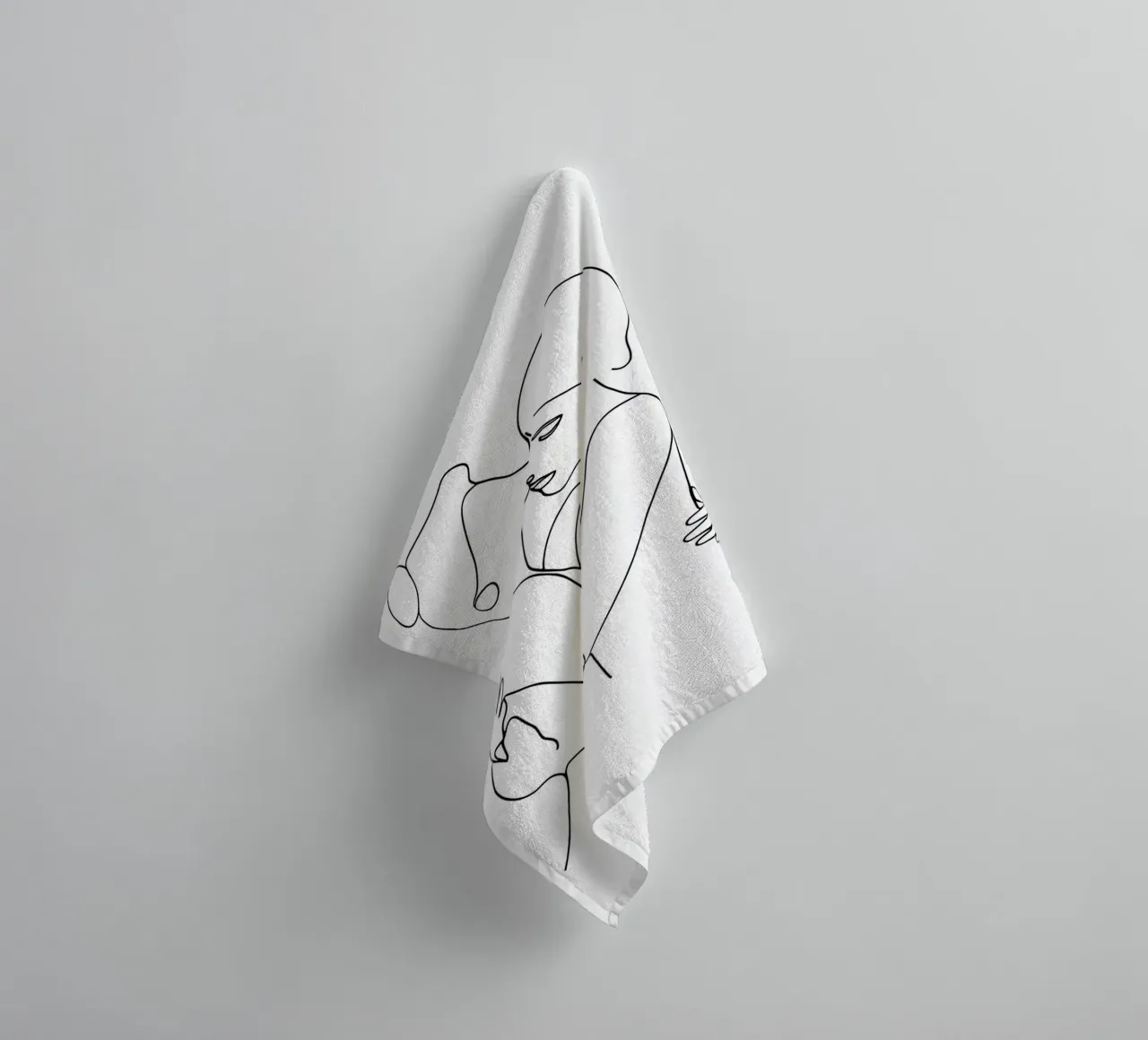 Abbracci e baci - Line art minimalista asciugamano da bagno da Viv Line Art
