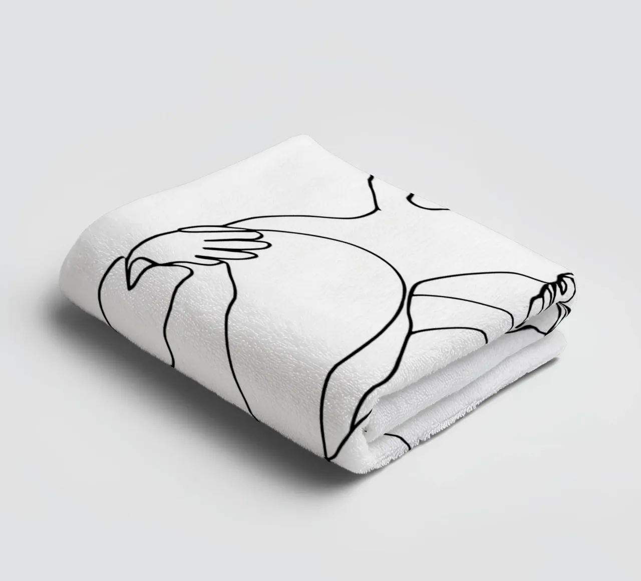 Abbracci e baci - Line art minimalista asciugamano da bagno da Viv Line Art