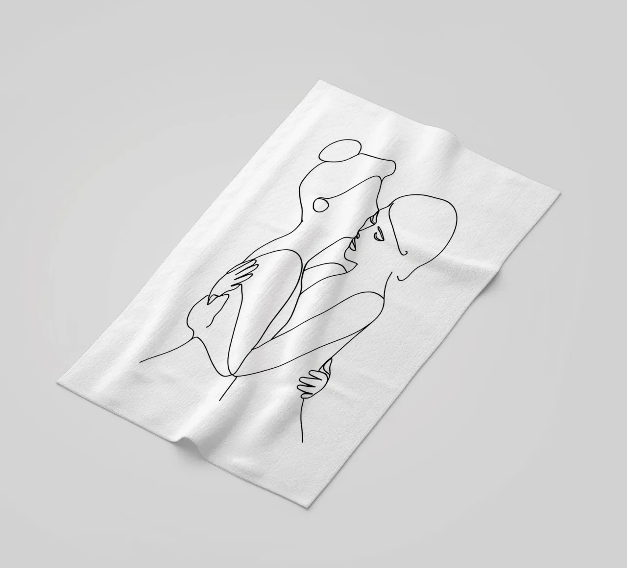 Abbracci e baci - Line art minimalista telo mare da Viv Line Art