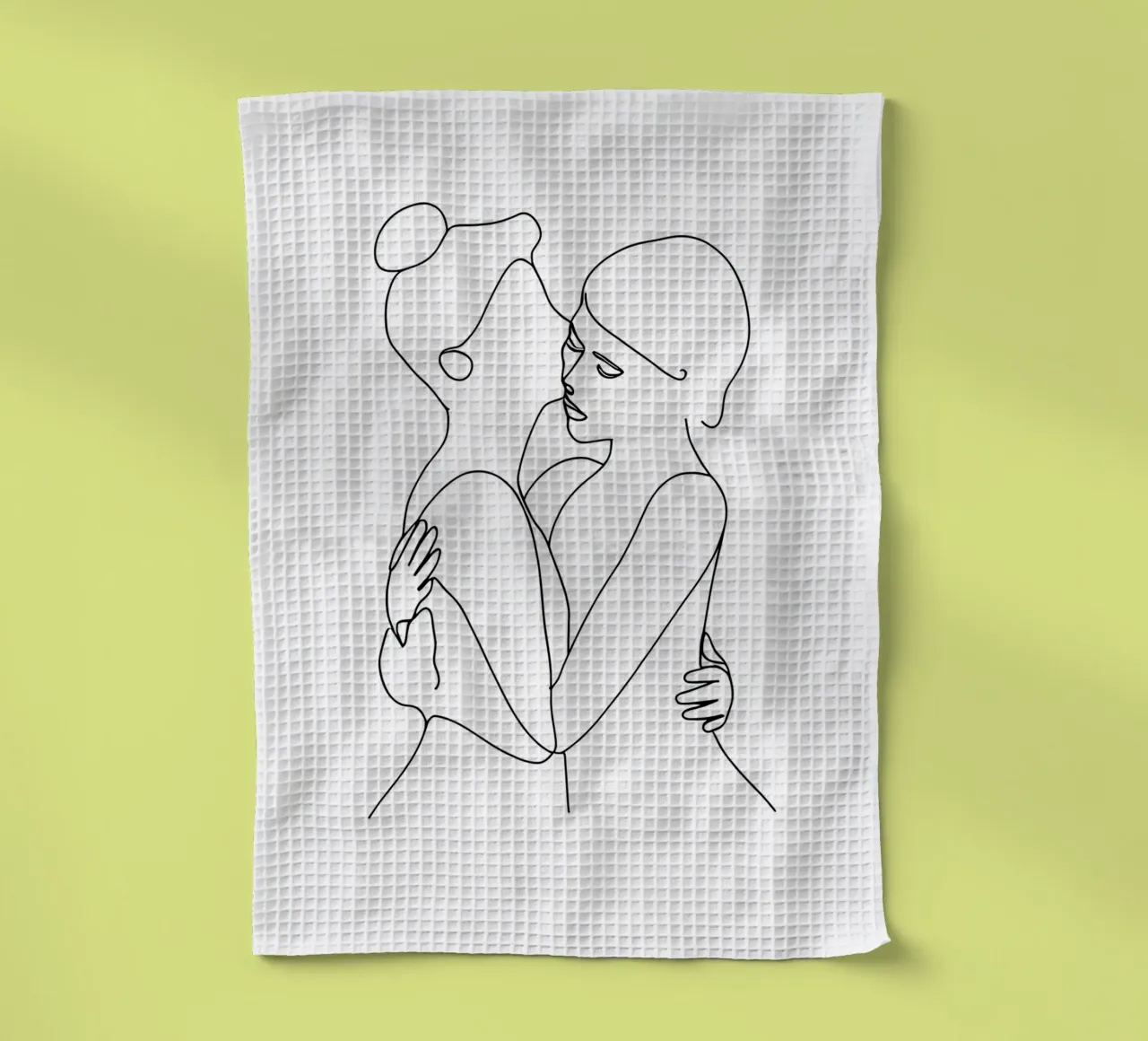 Abbracci e baci - Line art minimalista canovaccio da cucina da Viv Line Art