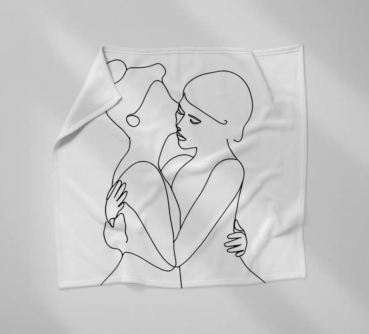 Abbracci e baci - Line art minimalista coperta in pile da Viv Line Art