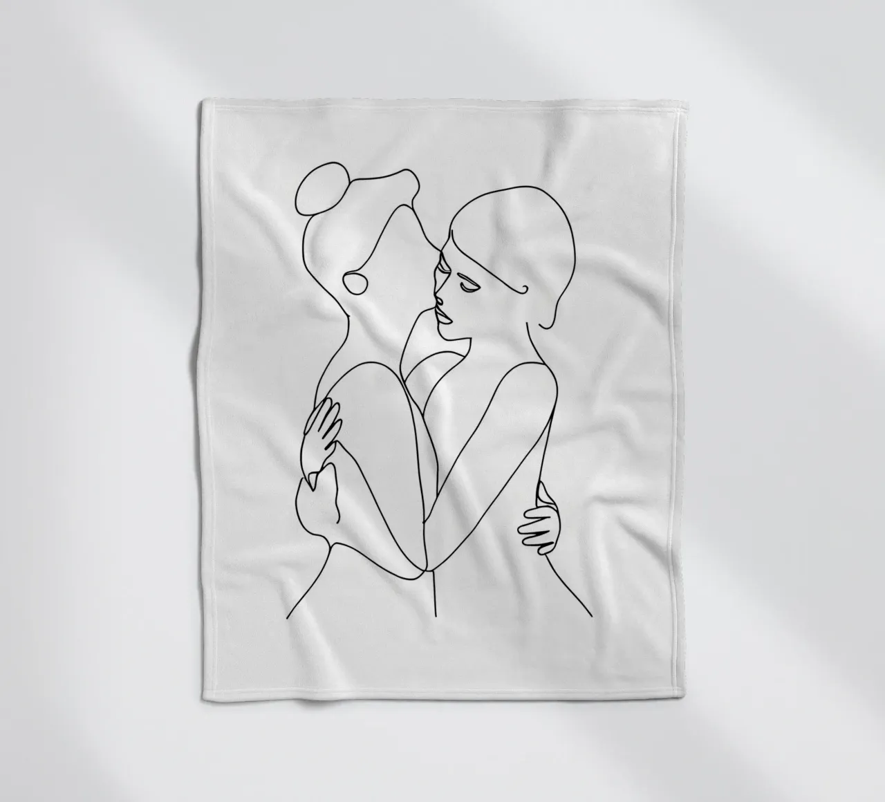 Abbracci e baci - Line art minimalista coperta in pile da Viv Line Art