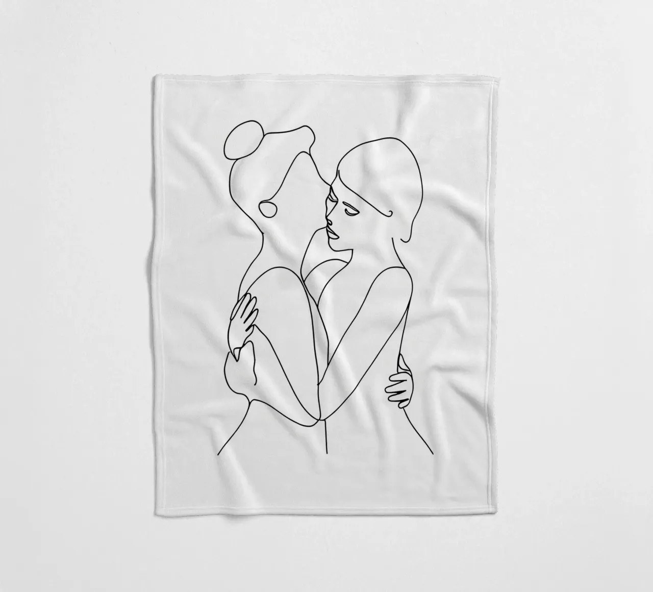 Abbracci e baci - Line art minimalista coperta in pile da Viv Line Art