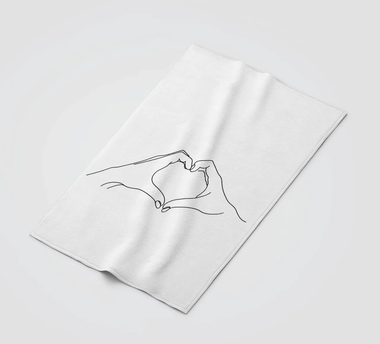 Cuore a mano - Line art minimalista coperta in pile da Viv Line Art