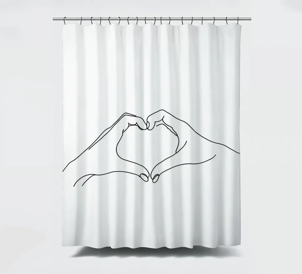 Hand Heart - Minimalist Line Art shower curtain by Viv Line Art
