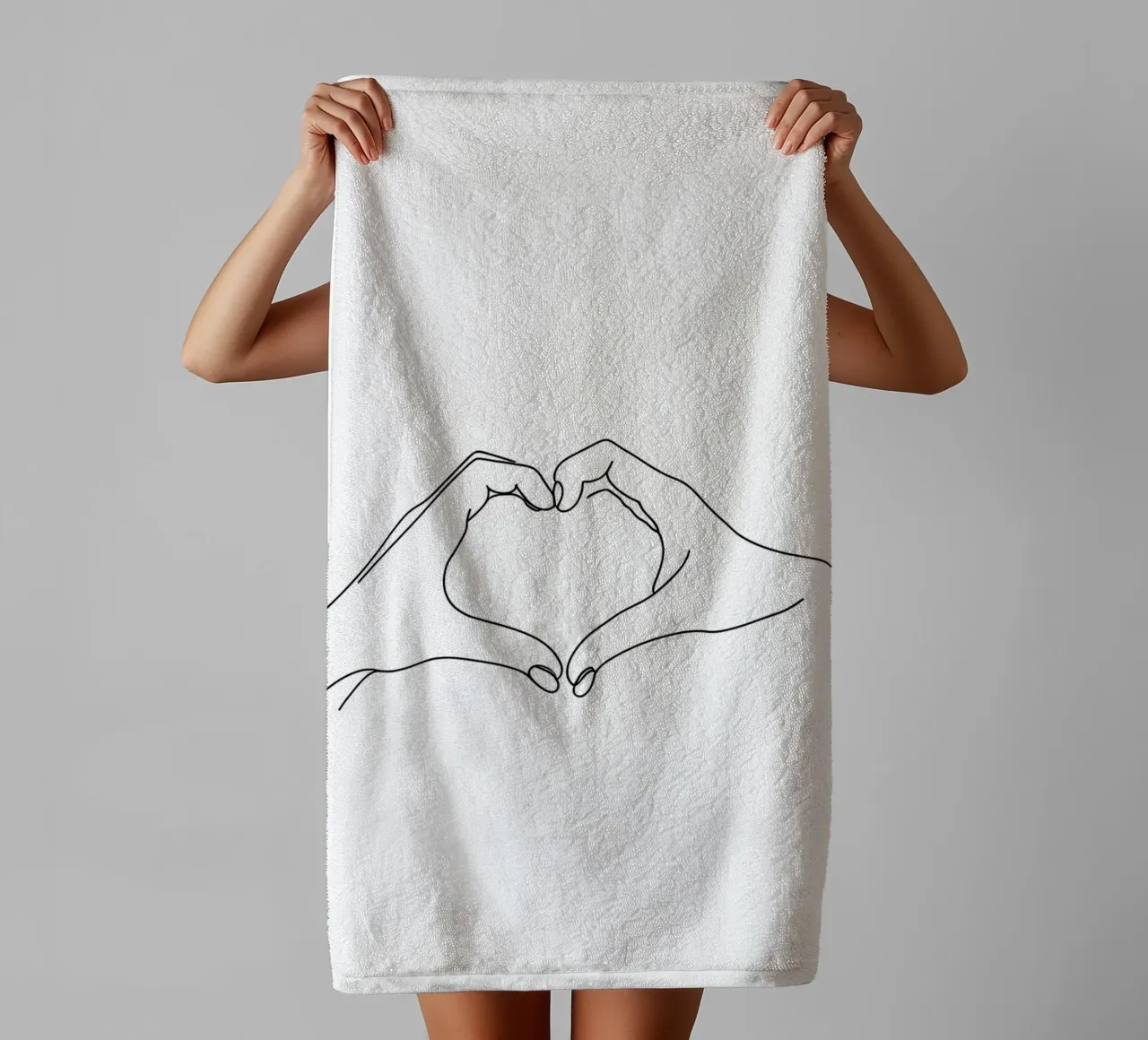 Cuore a mano - Line art minimalista asciugamano da bagno da Viv Line Art