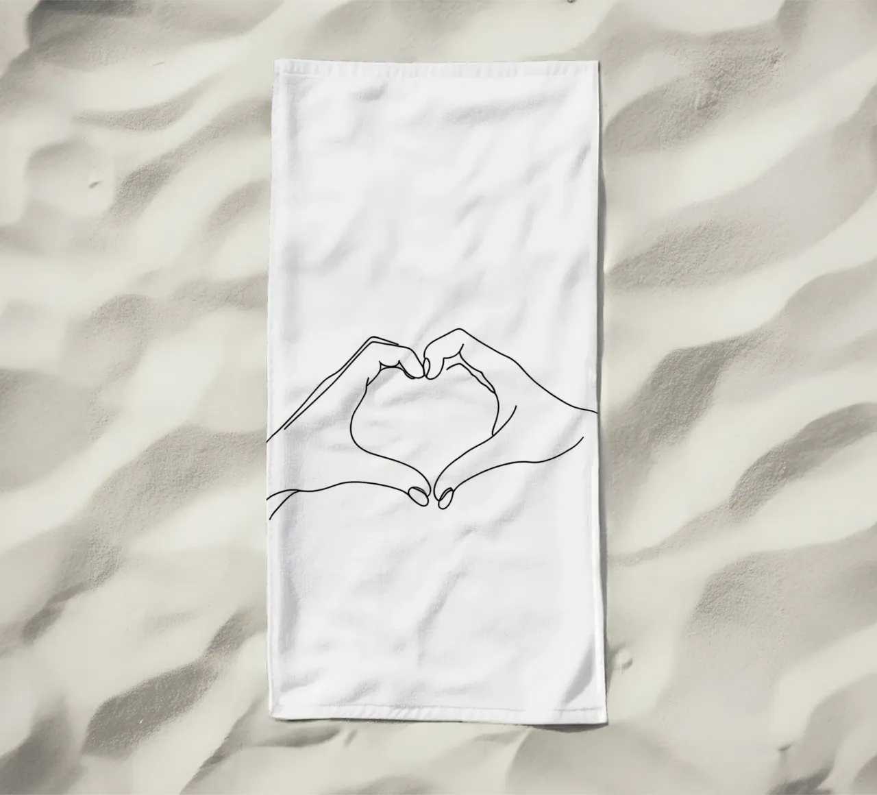 Cuore a mano - Line art minimalista telo mare da Viv Line Art