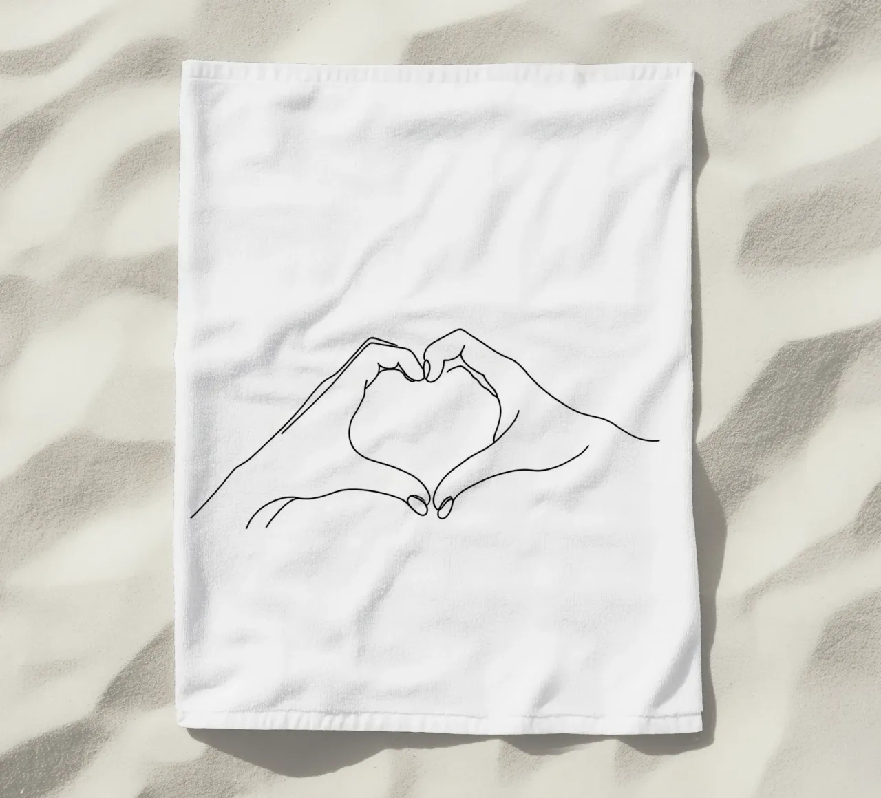Cuore a mano - Line art minimalista telo mare da Viv Line Art