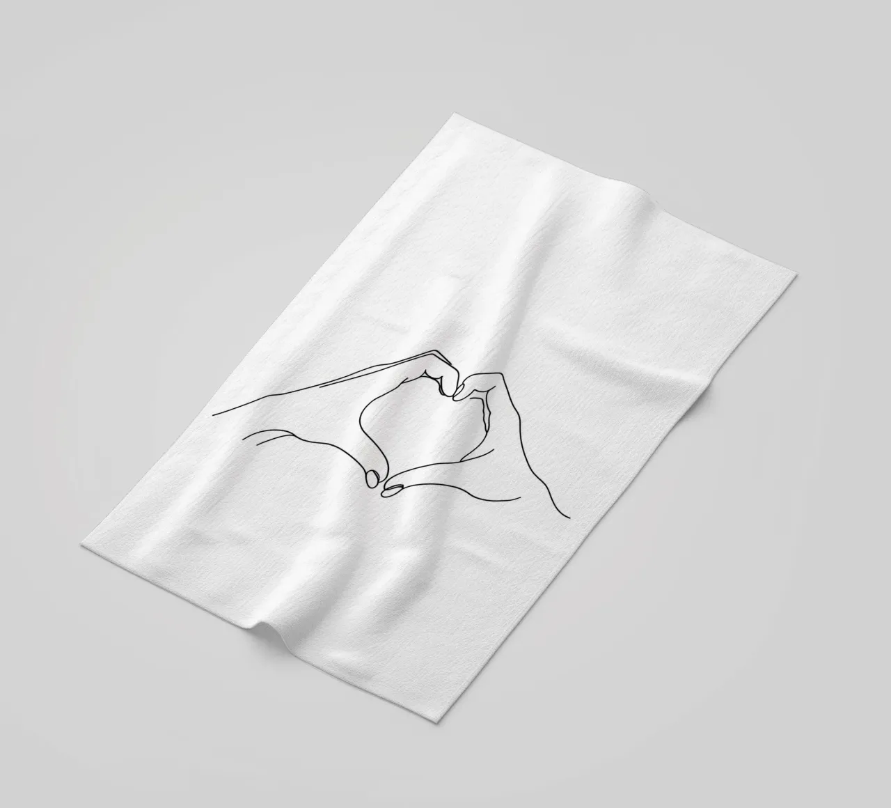 Cuore a mano - Line art minimalista telo mare da Viv Line Art