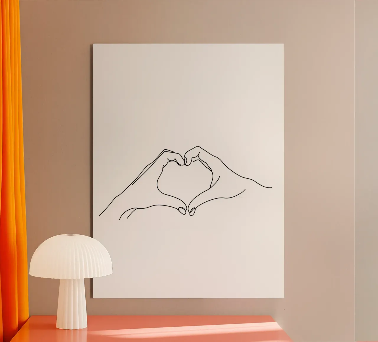 Cuore a mano - Line art minimalista alluminio dibond da Viv Line Art