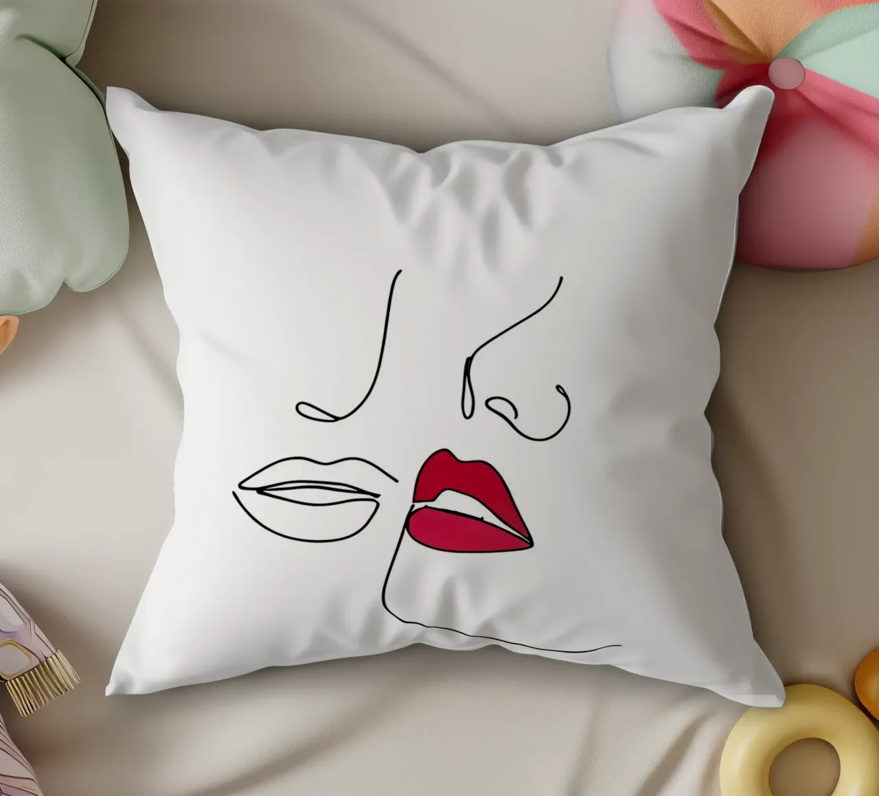 Bacio - Line art minimalista cuscino da Viv Line Art