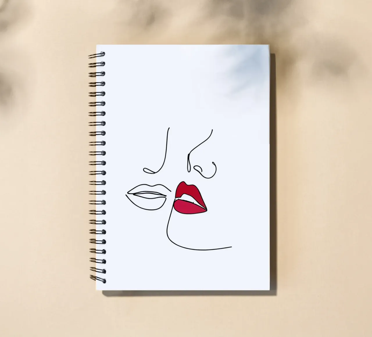 Kissing - Minimalist Line Art spiral notebook by Viv Line Art