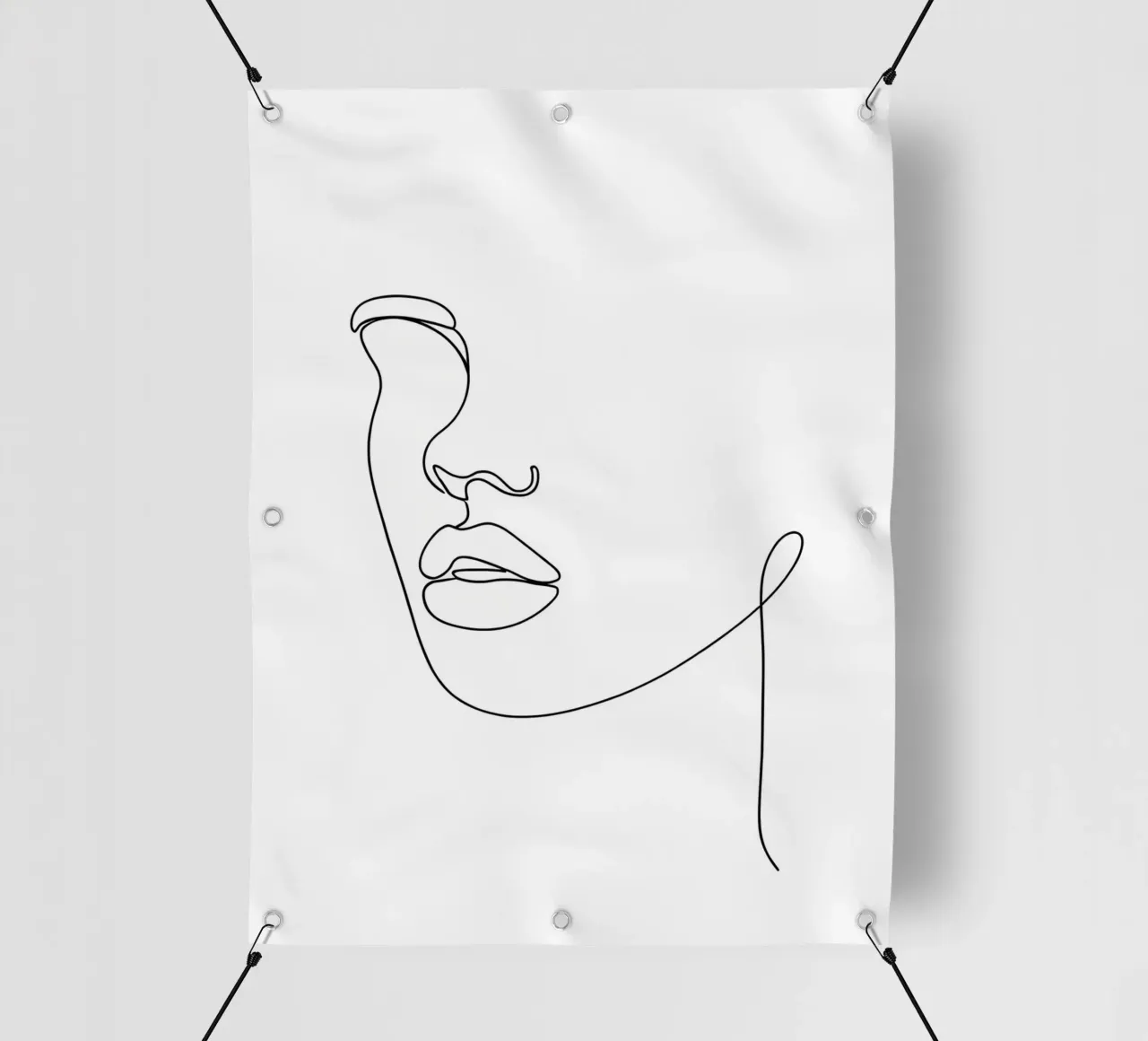Faccia d'uomo - Line art minimalista telo in pvc da Viv Line Art